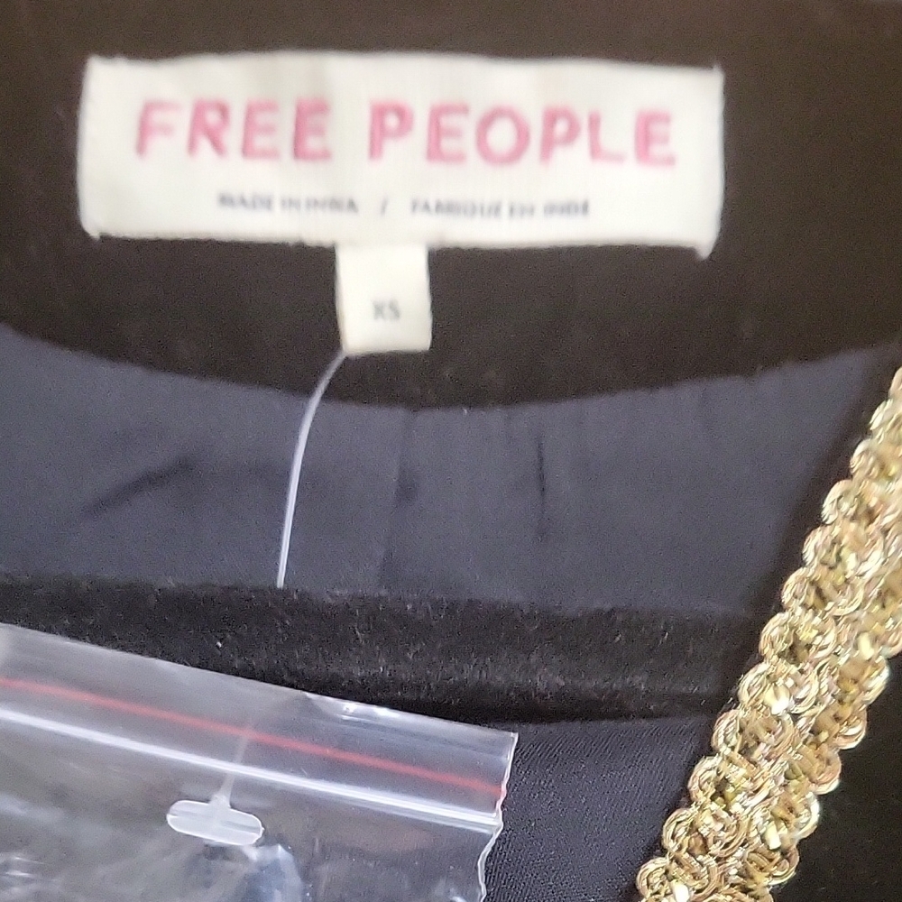 Free People Black and Gold Embroidered Velvet Jacket - Picture 9 of 15